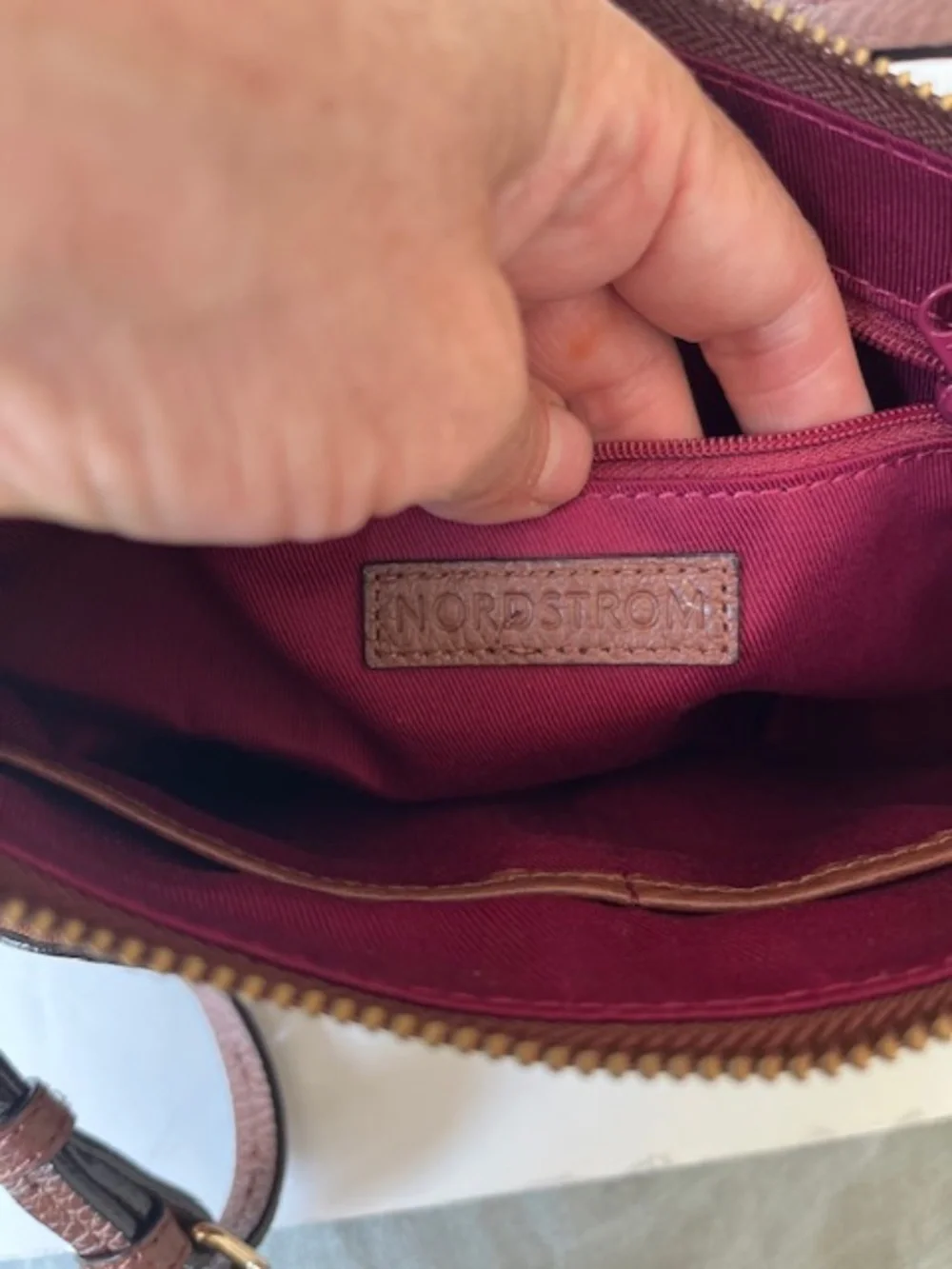 Nordstrom Chocolate Brown Pebbled Leather Crossbody Bag